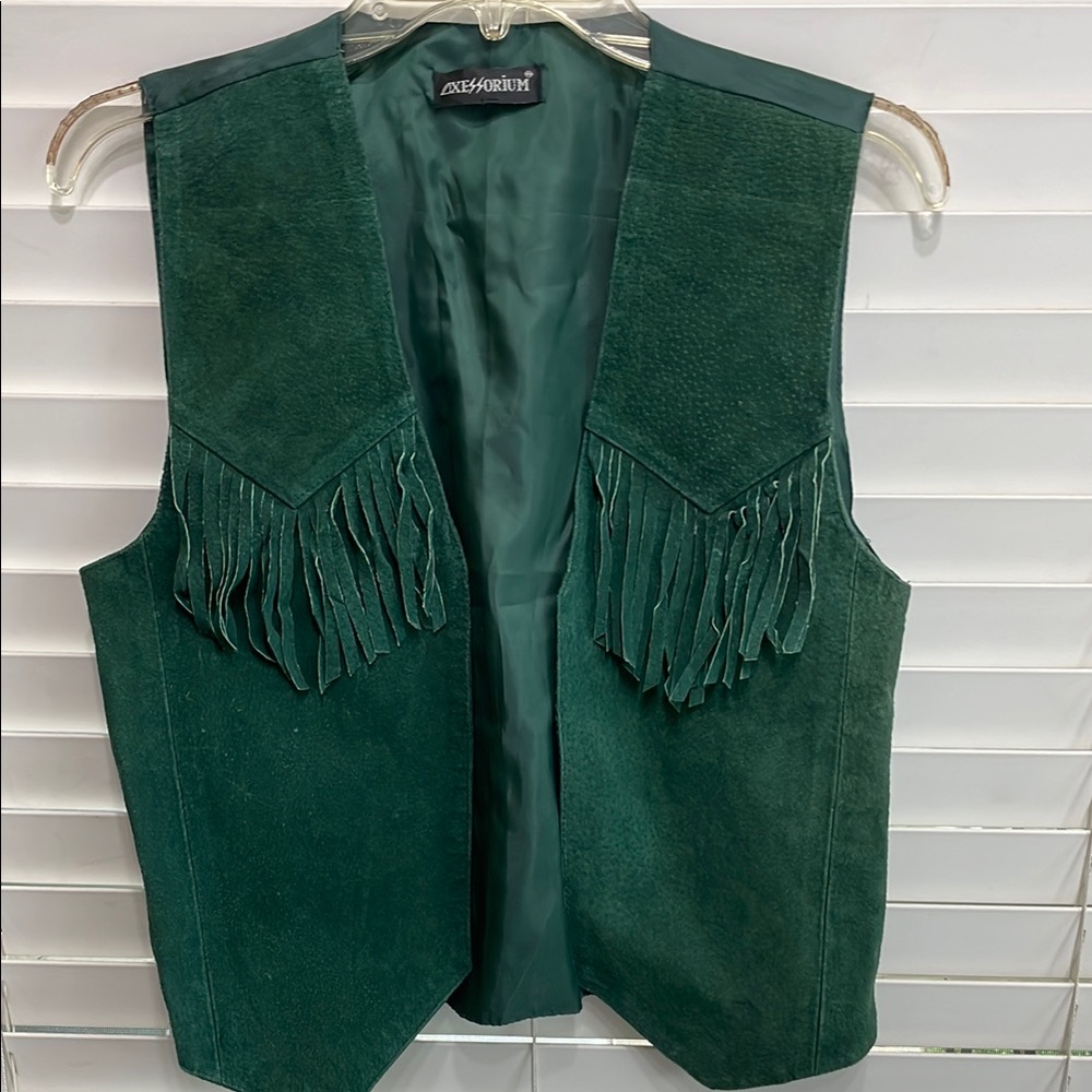 Vintage Green Fringe Vest